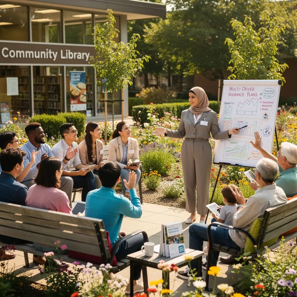Wizualizacja wsparcia dla kierowców, ukazująca różne rodzaje ubezpieczeń samochodowych.
